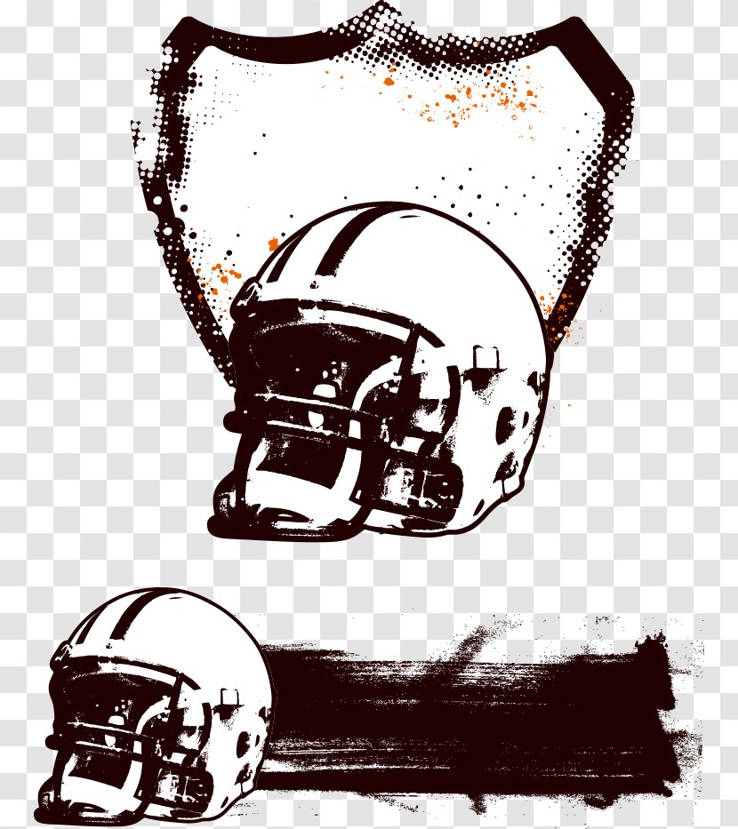 American Football Helmet Grunge Illustration - Black And White - Vector Baseball Cap Transparent PNG