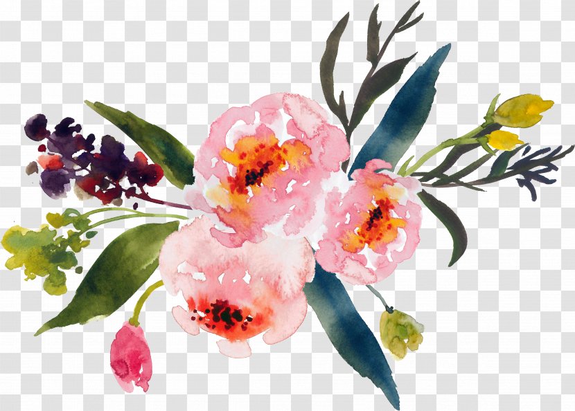 Flower Bouquet Watercolor Painting Clip Art - Floral Design Transparent PNG