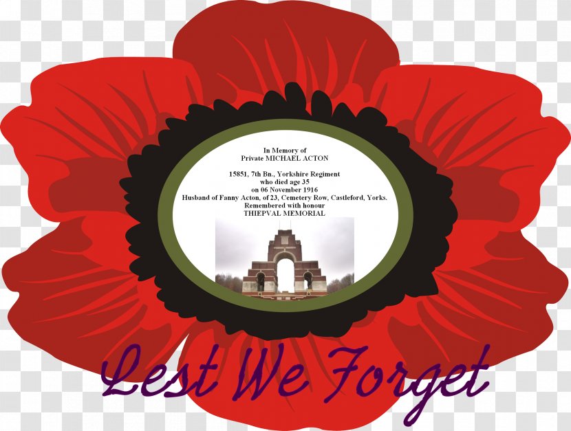 Thiepval Memorial Font - Red - Remembrance Sunday Transparent PNG