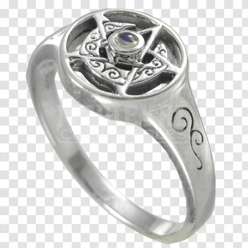 Silver Body Jewellery - Diamond - Pentagramm Ring Transparent PNG