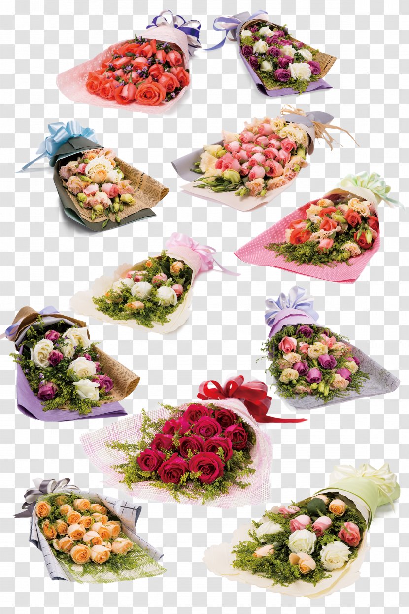 Flower Nosegay - Cuisine - Bouquet Of Fresh Roses Vector Material Transparent PNG