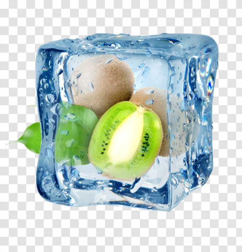 Juice Ice Cube Stock Photography Kiwifruit - Strawberry - Frozen Kiwi Transparent PNG