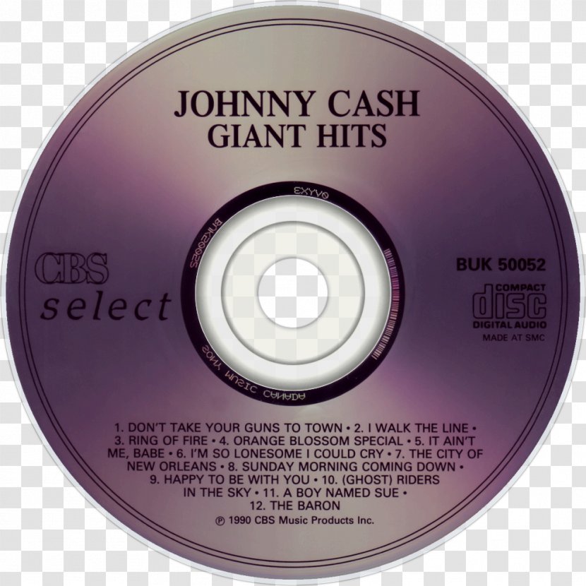 Compact Disc Giant Hits 16 Biggest Hits, Volume II Album Greatest! - Label - Johnny Cash Transparent PNG