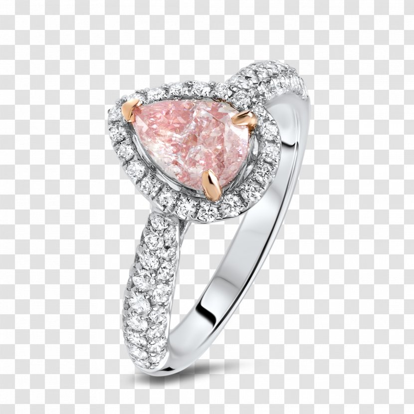 Pink Diamond Engagement Ring Carat - Silver Transparent PNG