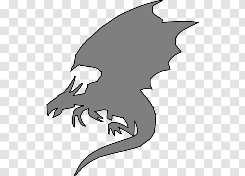 Clip Art Dragon Drawing Illustration - Black And White Transparent PNG