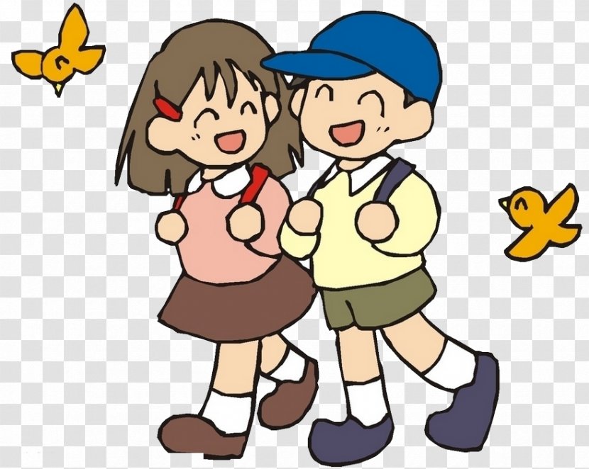 Child Cartoon National Primary School - Heart - Two Children Transparent PNG