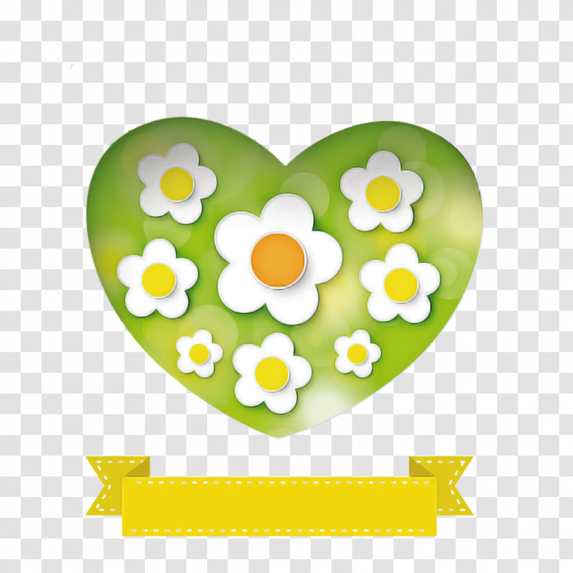Green Yellow Heart Plant Pattern Transparent PNG