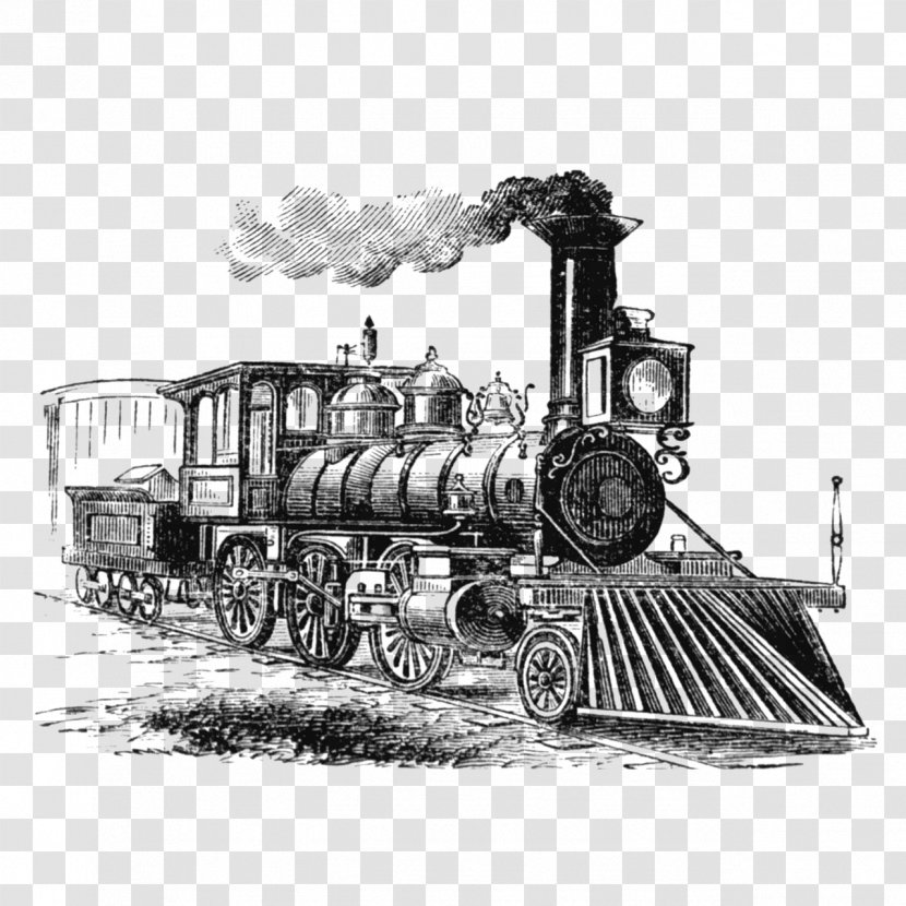 Train Rail Transport Steam Locomotive Drawing - Saloon Transparent PNG