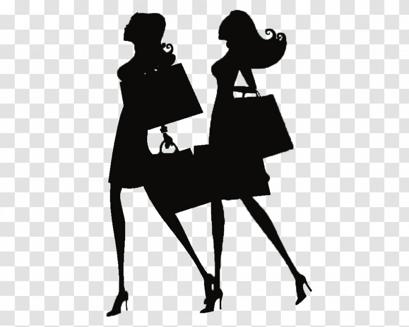 Animation Silhouette Female Fashion Drawing - Two Women In Black Cartoon Creative Transparent PNG