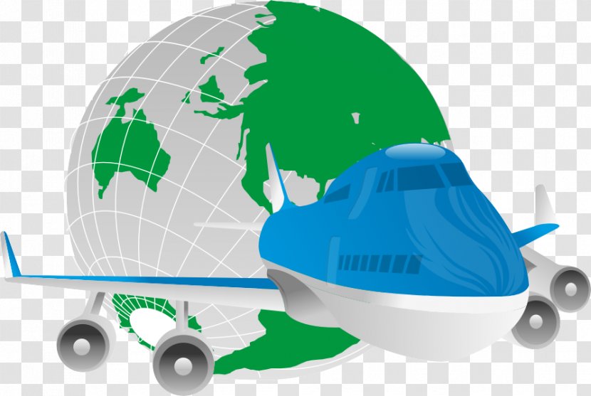 Airplane Globe Trademark - Vehicle - Blue Transparent PNG