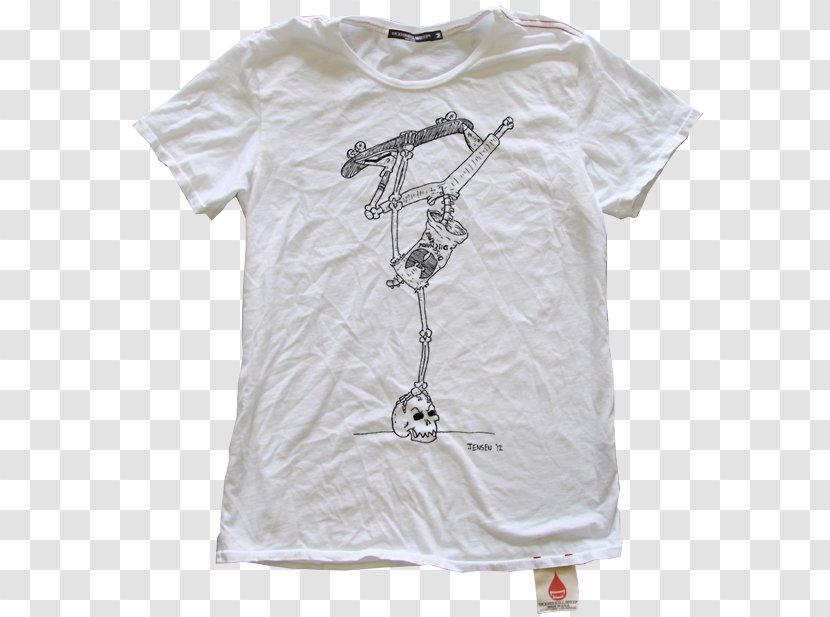 Printed T-shirt Sleeve Illustrator - White - Wolf Skull Transparent PNG