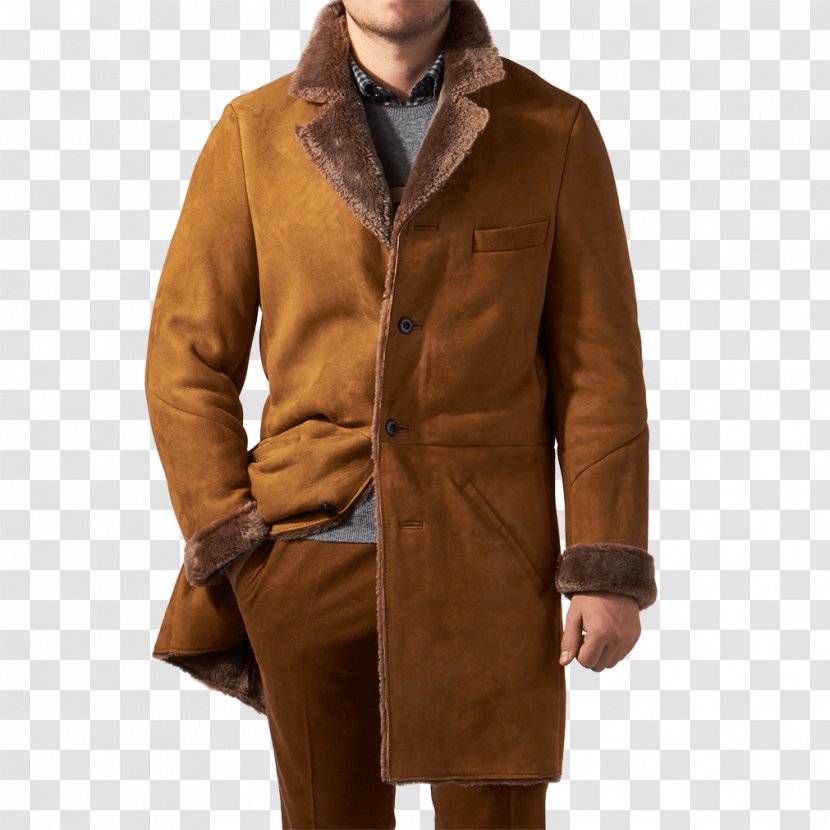 Overcoat - Coat - Sheep Suede Transparent PNG