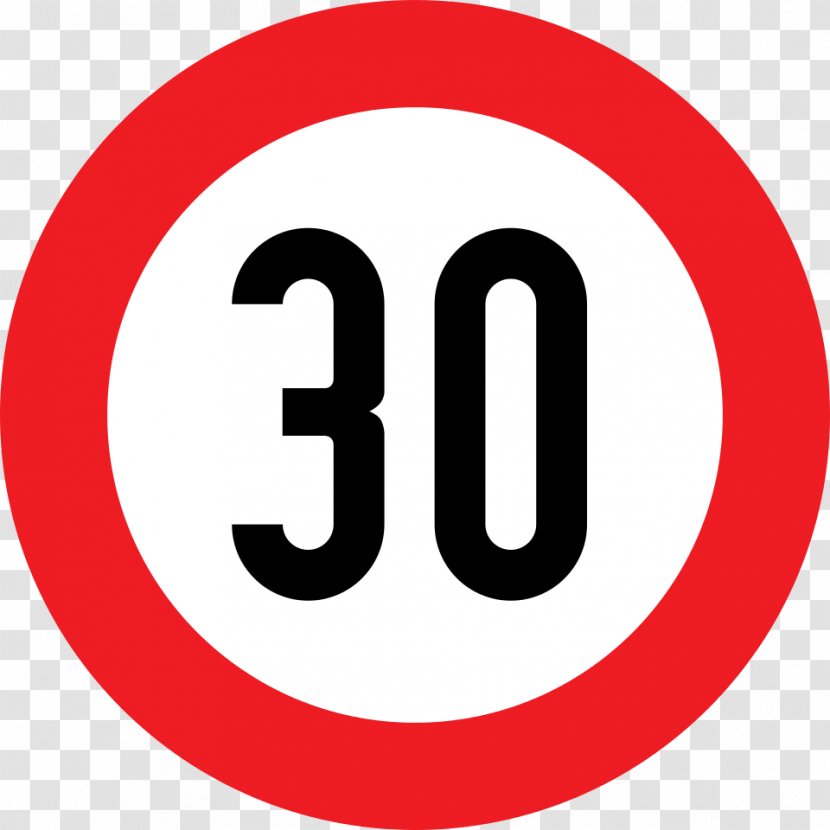 Speed Limit Kilometer Per Hour Traffic Sign 30 Km/h Zone - Brand - Chen Transparent PNG