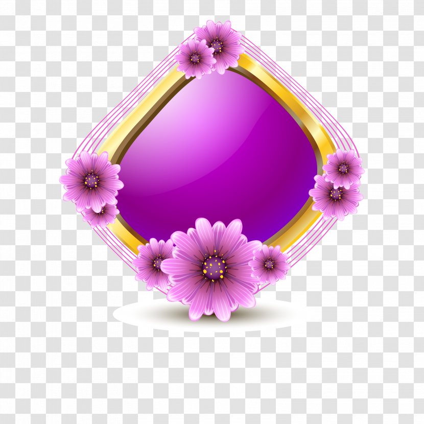 Flower Euclidean Vector Purple - Flowers Crystal Frame Material Transparent PNG