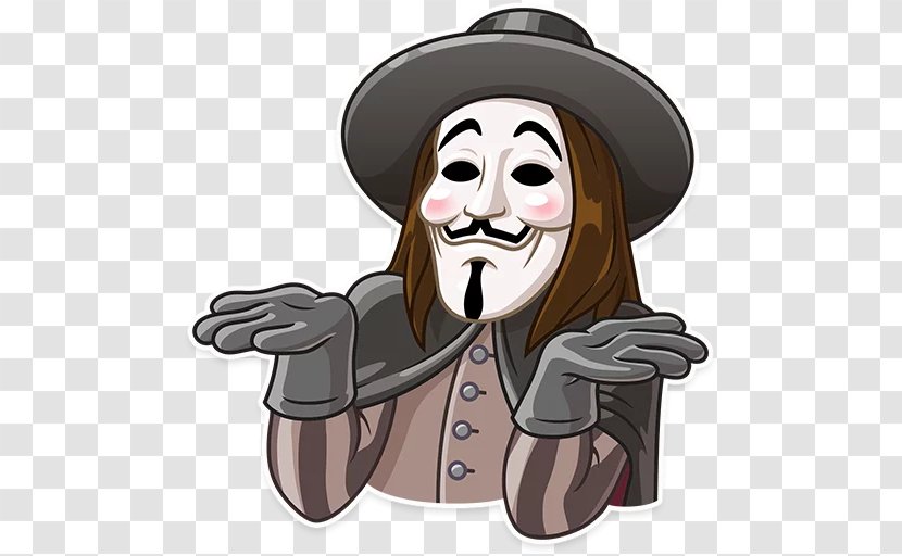 Sticker Telegram Cartoon Thumb - Behavior - Guy Fawkes Mask Transparent PNG