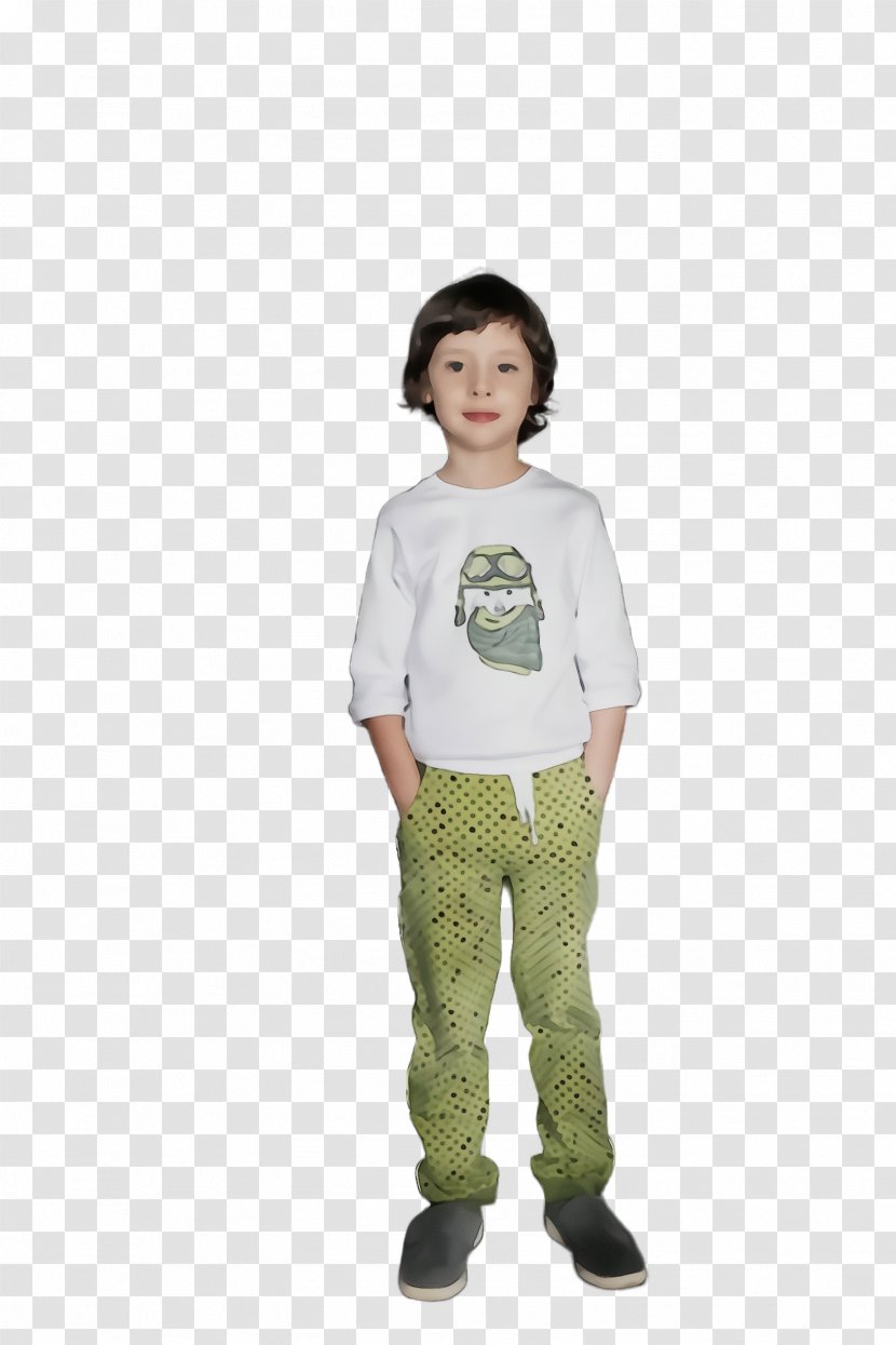 Clothing White Standing Green T-shirt - Sportswear Child Transparent PNG