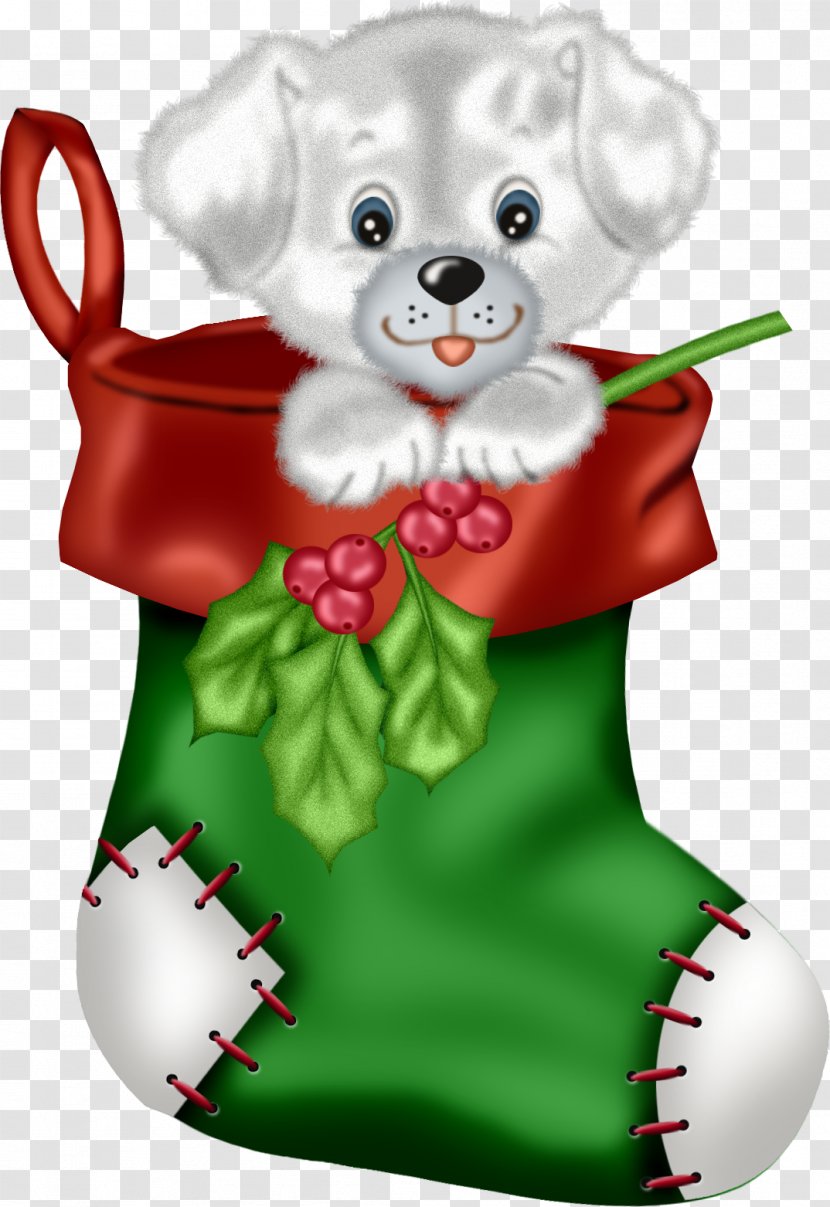 Labrador Retriever Puppy Santa Claus Christmas Clip Art - Fictional Character - Green Stocking With Clipart Transparent PNG