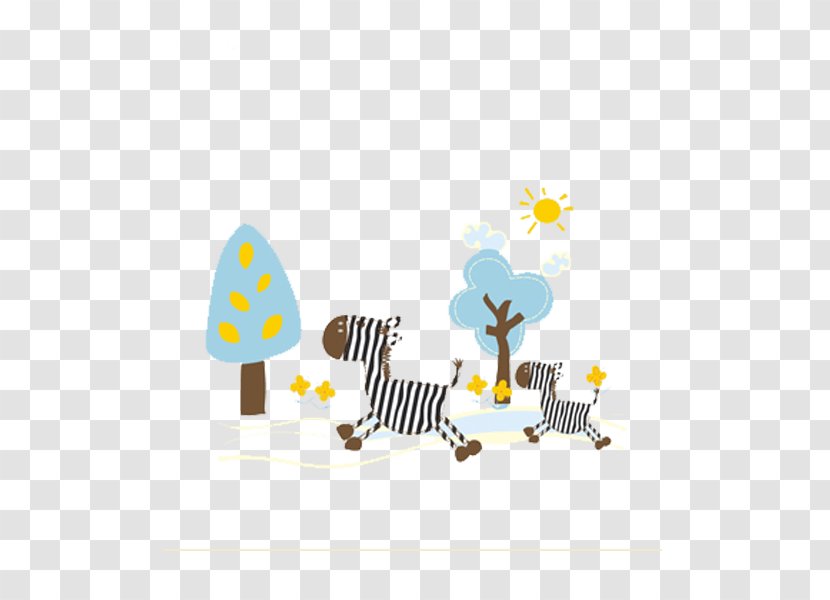 Cartoon Drawing Clip Art - Area - Two Zebra Running Illustration Vector Material Transparent PNG