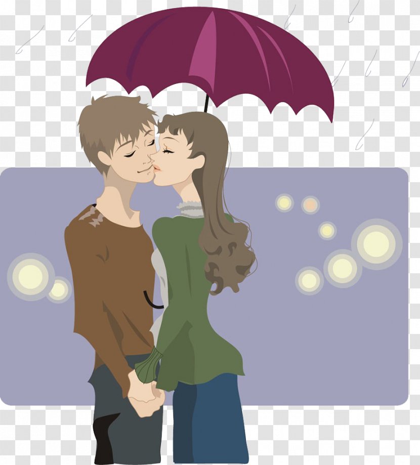 Clip Art - Silhouette - Three Days Of Rain Kissing People Transparent PNG