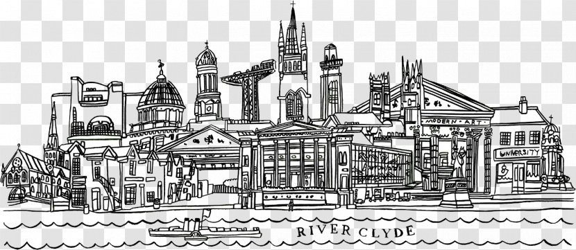 Greater Glasgow Drawing Sketch - Black And White - Airport Header Transparent PNG