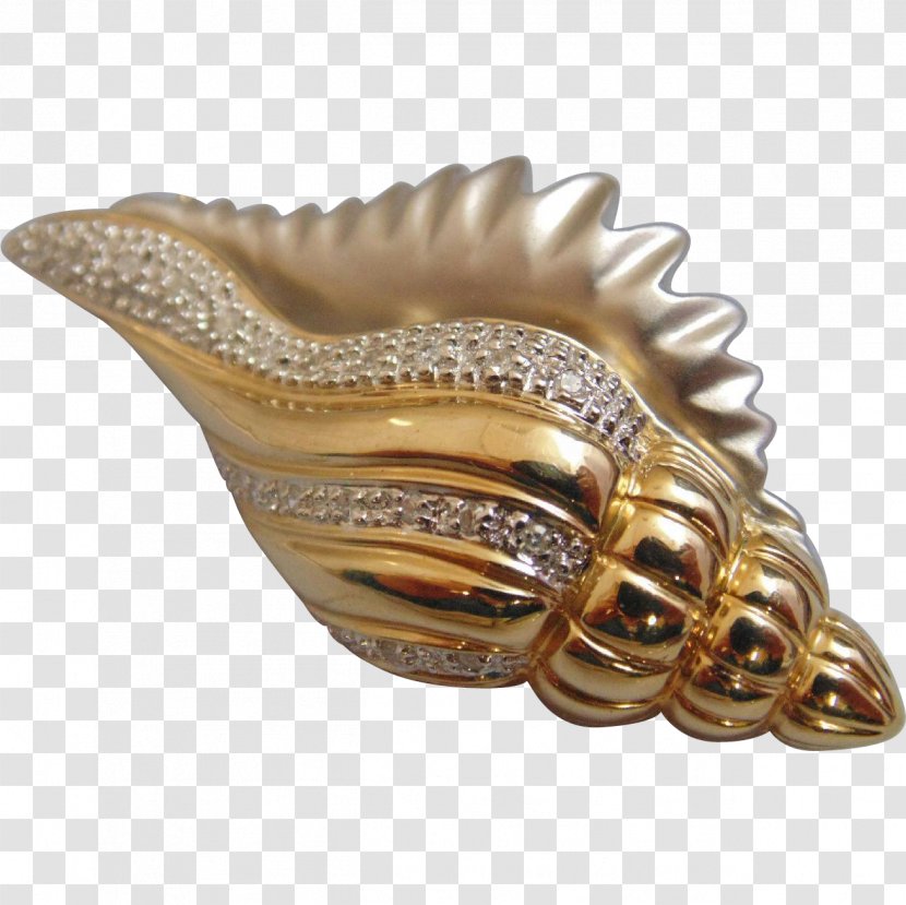 Shankha Seashell Conch Gold Brooch - White Transparent PNG
