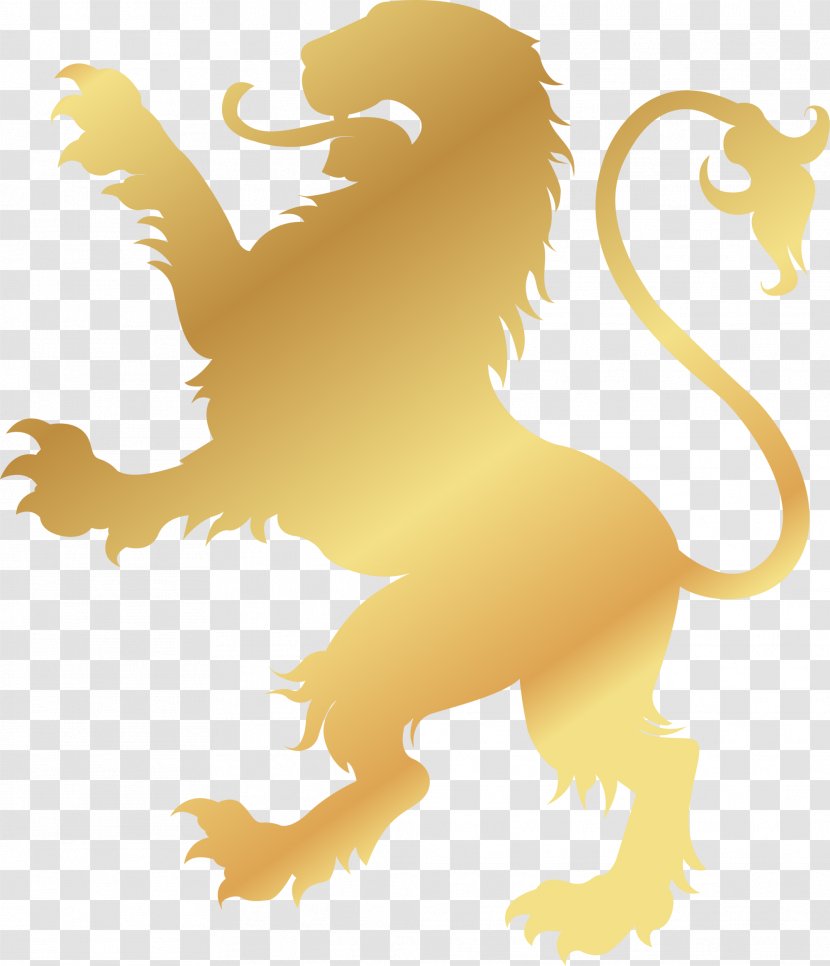 Lion Logo Gold Symbol - Cat Like Mammal - Golden Noble Transparent PNG