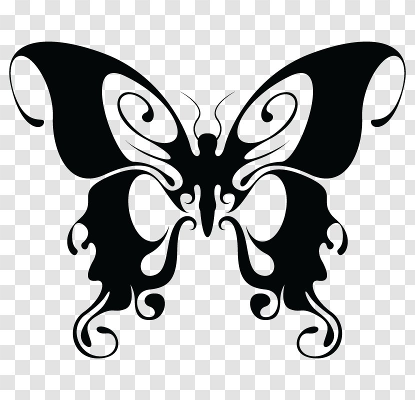 Butterfly Drawing Black And White - Line Art Transparent PNG