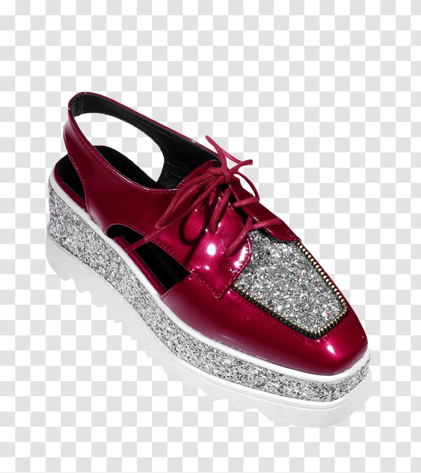 Platform Shoe Wedge Sequin Sneakers - Magenta - Shoes Transparent PNG