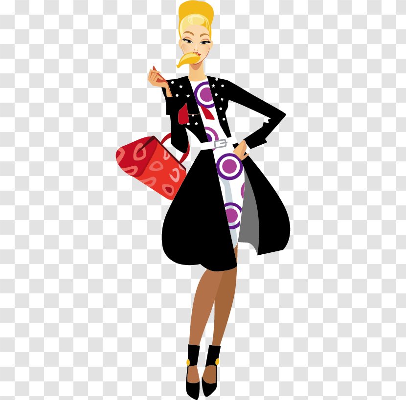 Fashion Illustration Clip Art - Silhouette - Woman Is Eating Transparent PNG