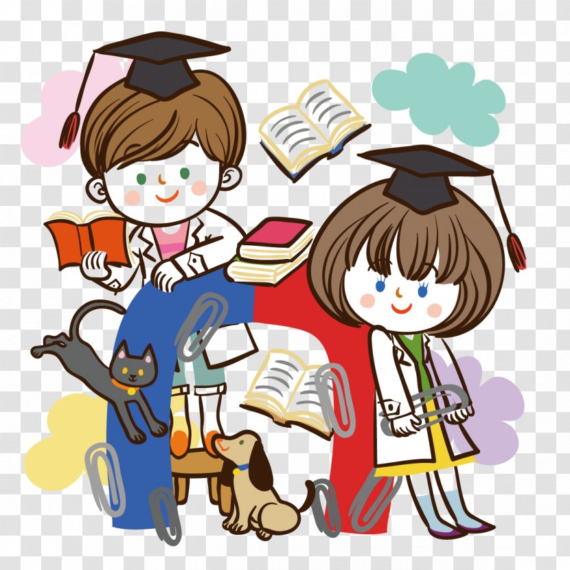 Cartoon Estudante Child Illustration - Comics - Reading Men And Women Transparent PNG