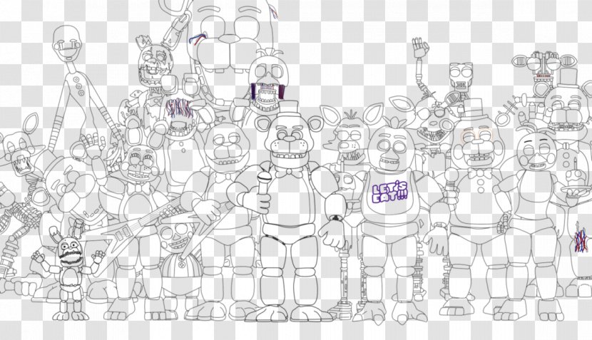 Five Nights At Freddy's 2 Black And White 4 Drawing Sketch - Area - Monochrome Transparent PNG
