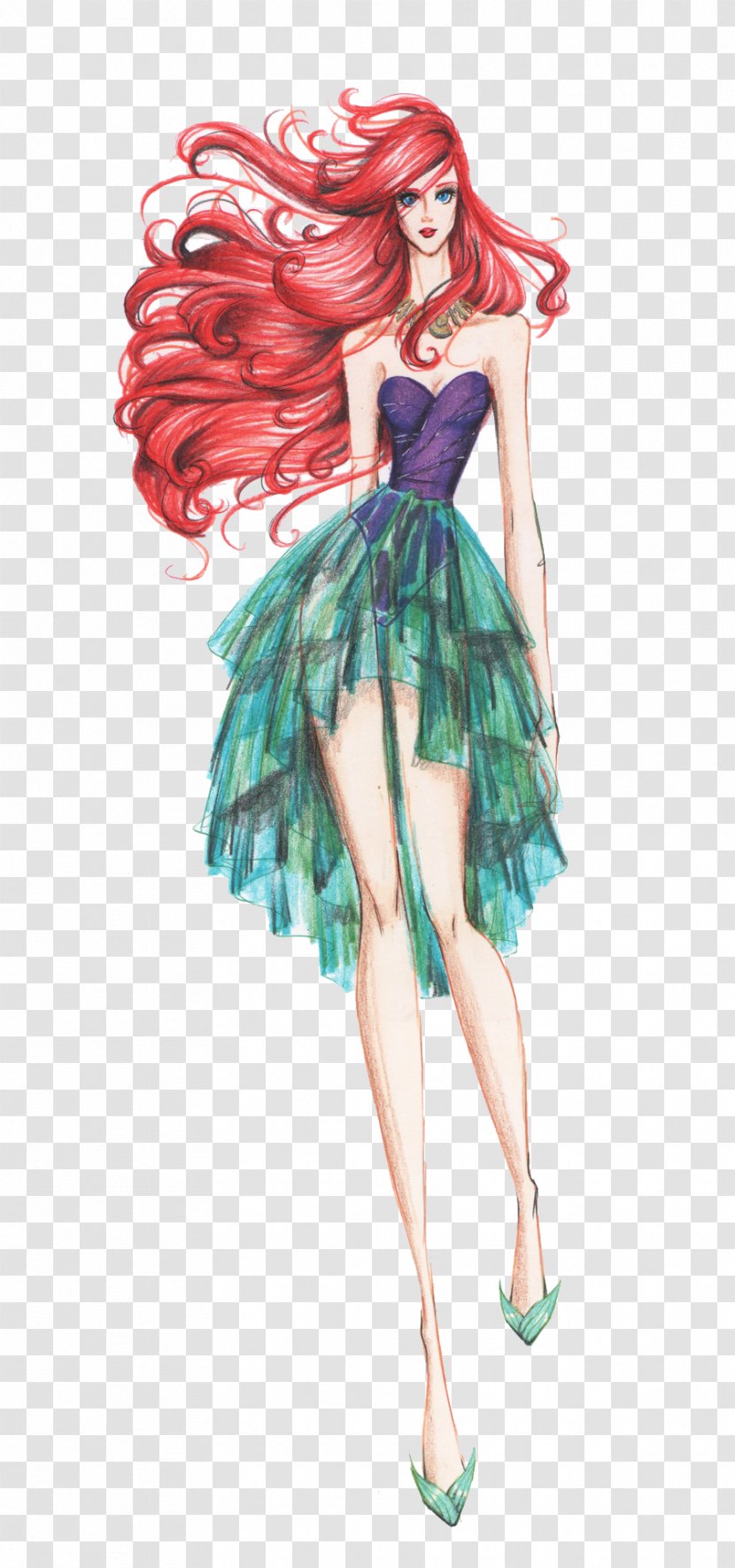 Ariel Rapunzel Princess Aurora Belle Elsa - Frame - Hand-painted Women's Fashion Design Draft Transparent PNG
