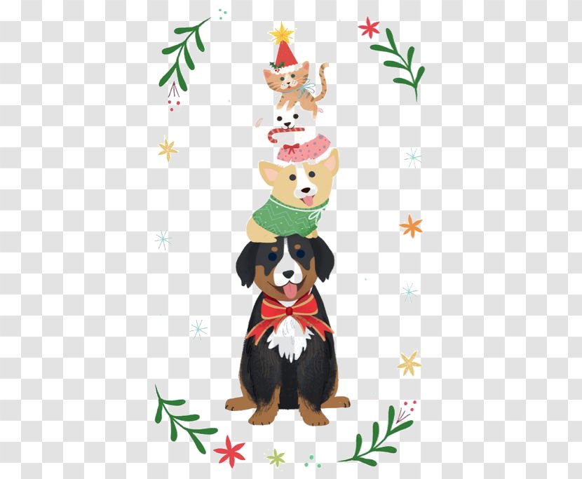Dog Santa Claus Christmas Card Illustration - Carnivoran - Puppy Pyramid Transparent PNG