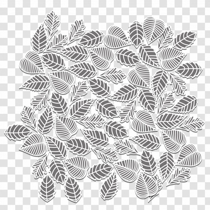 Symmetry White Black Pattern - And - Gray Leaves Vector Material Transparent PNG