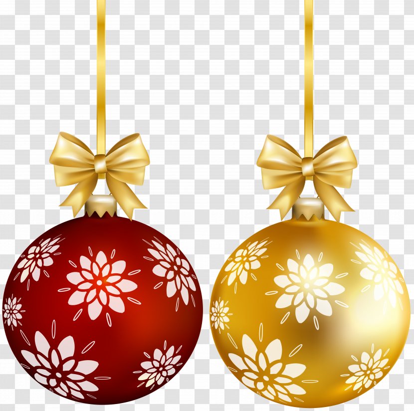 Christmas Ornament Santa Claus Tree Clip Art - Red - Gold Ball Transparent Transparent PNG