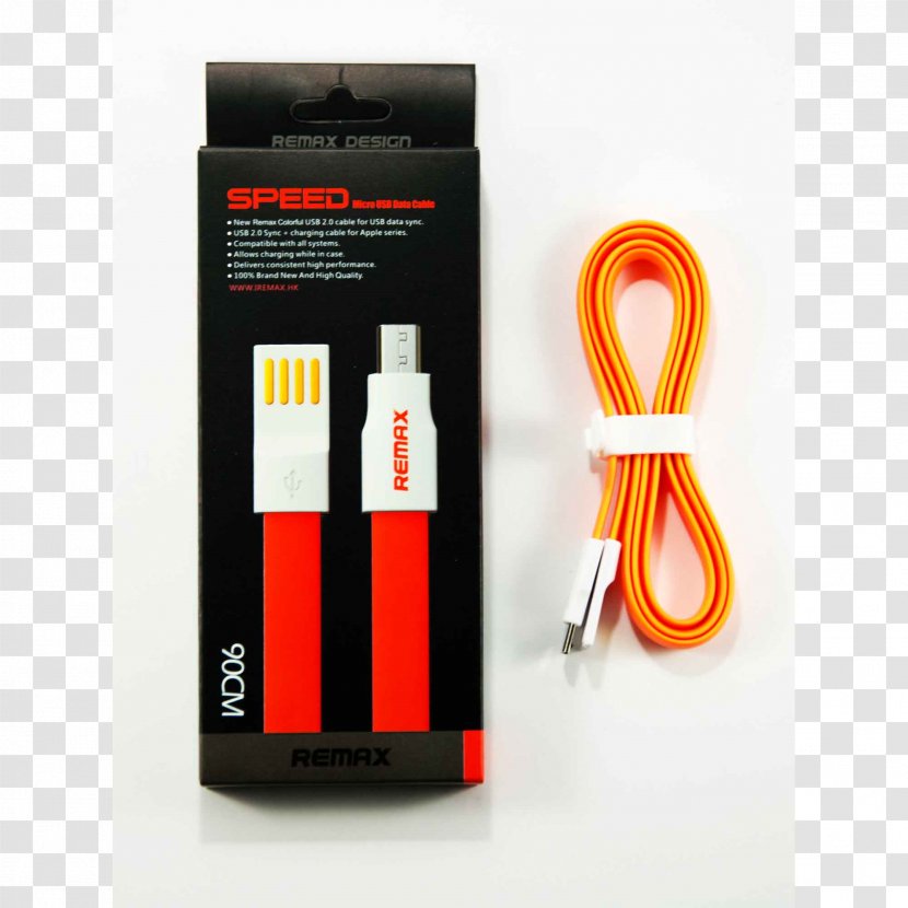 Electronics - Orange - Micro Usb Cable Transparent PNG