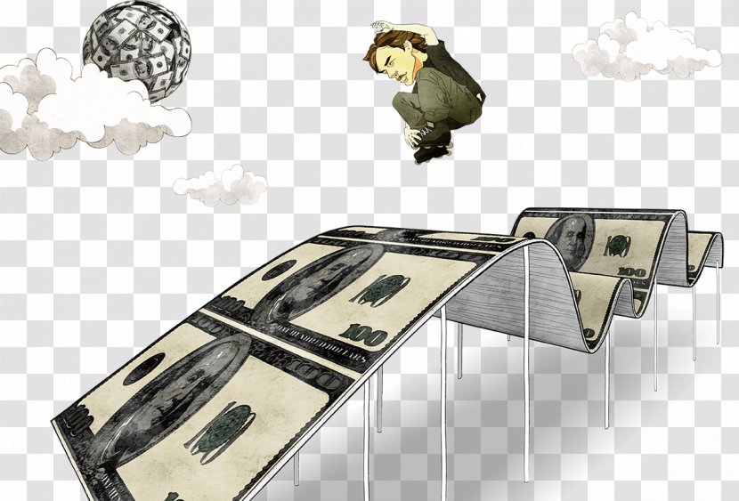Finance Banknote Money Commerce Illustration - Economy - People Jumping On Banknotes Transparent PNG
