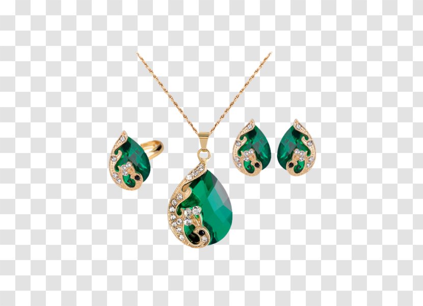 Earring Jewellery Necklace Imitation Gemstones & Rhinestones - Parure - Leaf Pendant Transparent PNG