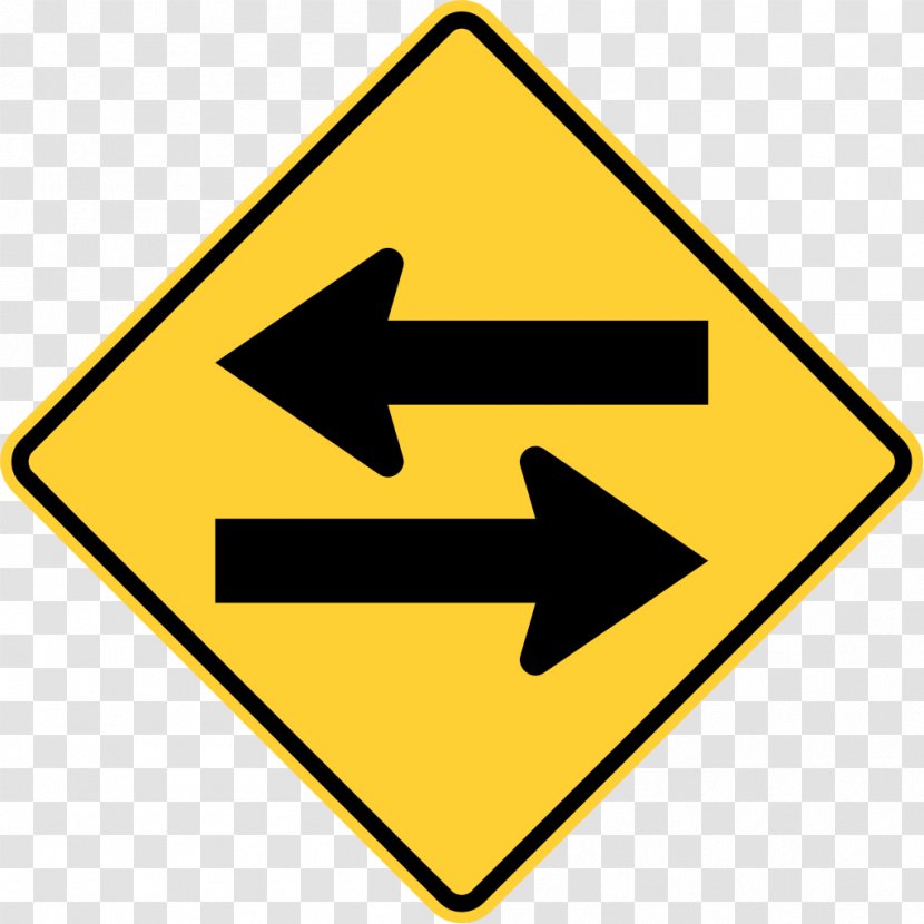 Two-way Street Traffic Sign One-way Road Manual On Uniform Control Devices - Warning - Left Arrow Transparent PNG