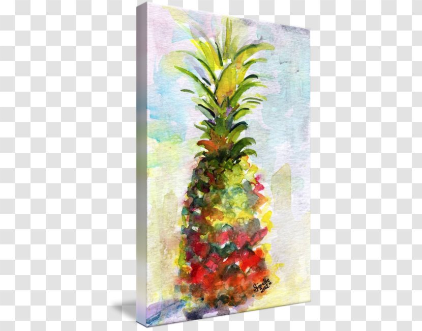 Pineapple Cake Watercolor Painting Still Life Upside-down - Canvas - Fruit Transparent PNG