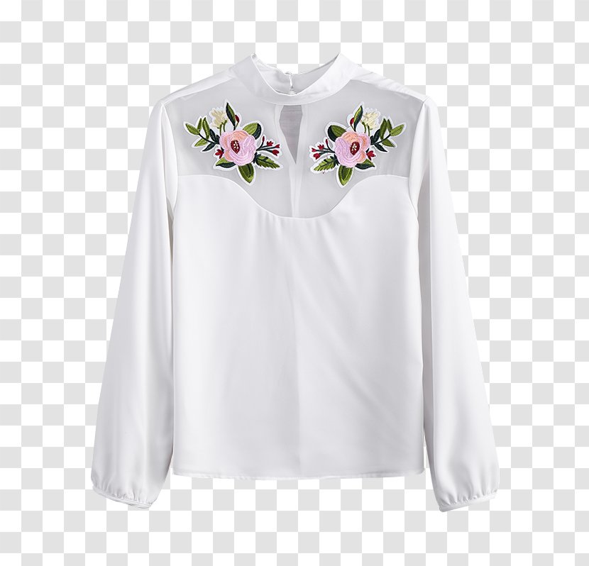 Blouse Long-sleeved T-shirt Shoulder - Collar - Embroidered Mesh Skirt Transparent PNG