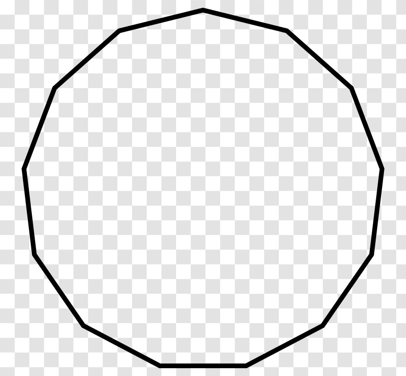 Regular Polygon Tridecagon Pentadecagon Triangle - Monochrome Transparent PNG