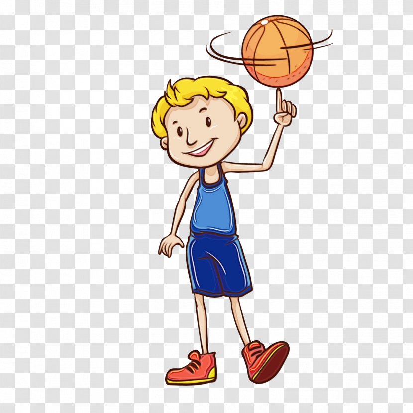 Basketball Player Cartoon Playing Sports - Watercolor - Team Sport Hoop Transparent PNG