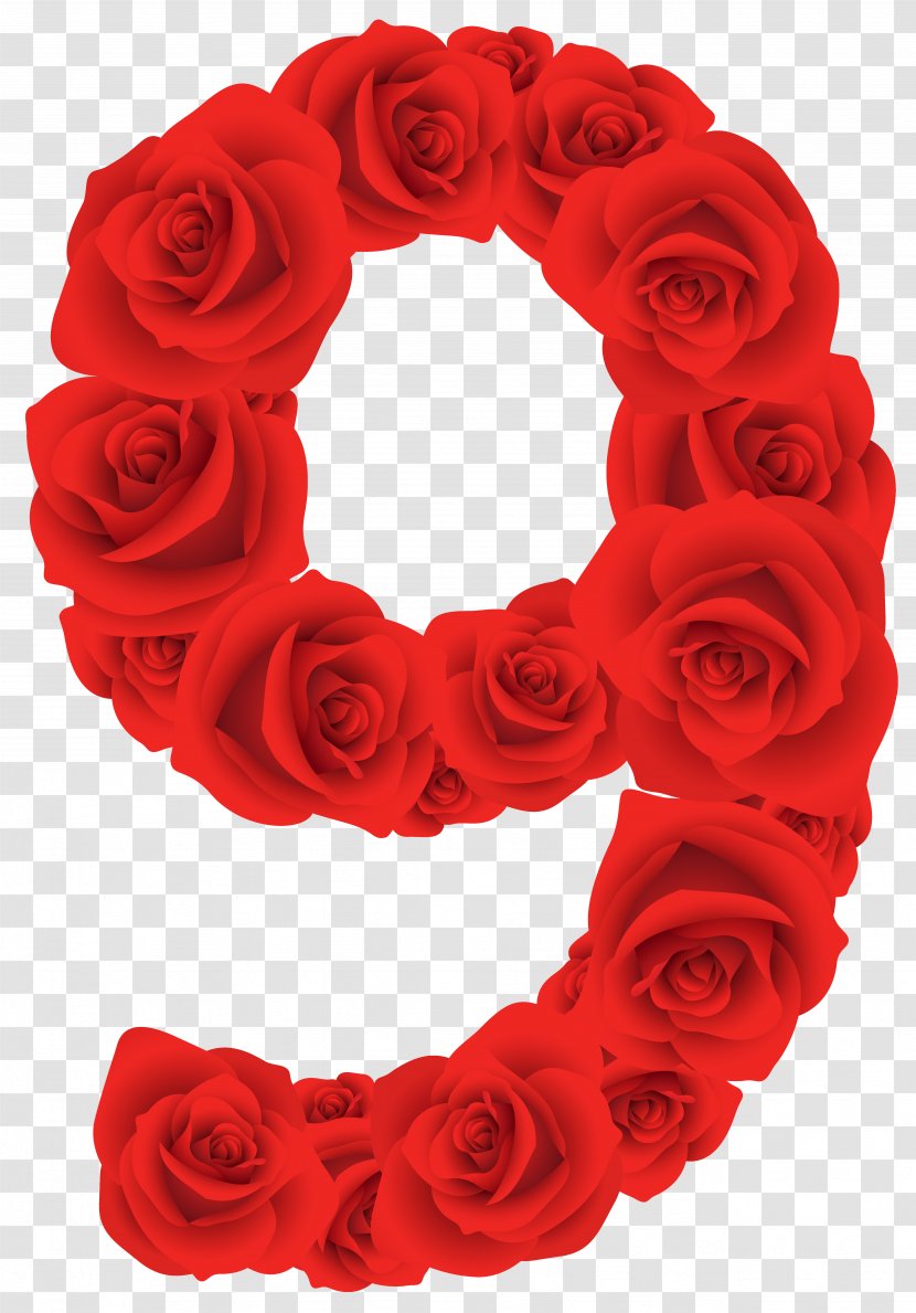 Number Rose Red Clip Art - Floristry - Roses Nine Clipart Image Transparent PNG