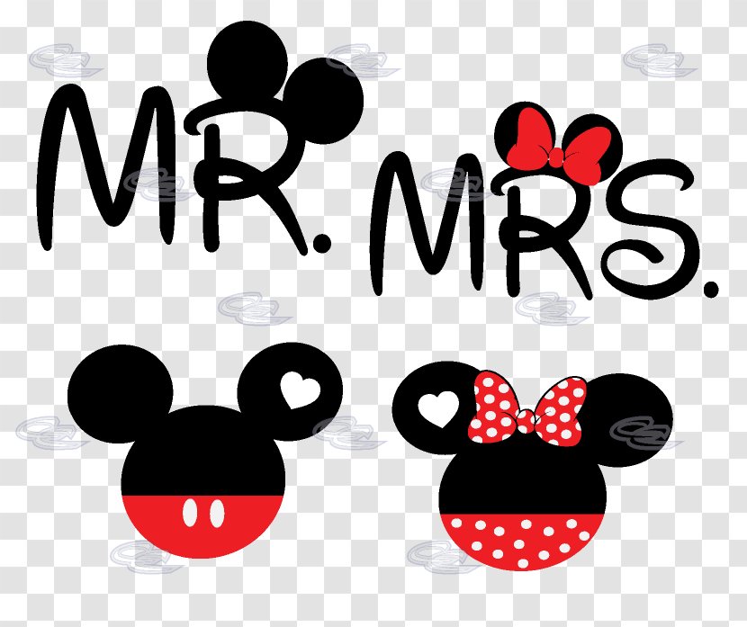 Mickey Mouse Minnie T-shirt Mrs. Mr. - Decal - And Silhouette Transparent PNG