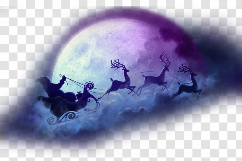 Santa Claus's Reindeer Christmas Eve NORAD Tracks - Sled - Moon Transparent Background Element Material Transparent PNG