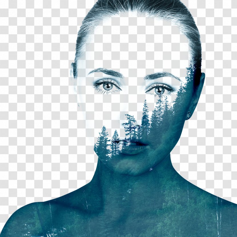 Multiple Exposure Blue - Face - Lake Forest Beauty Transparent PNG