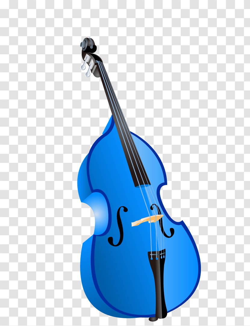String Instrument Musical Double Bass - Cartoon - Blue Guitar Transparent PNG
