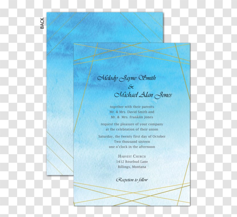 Turquoise Sky Plc Font - Wedding Invitation Paper Transparent PNG