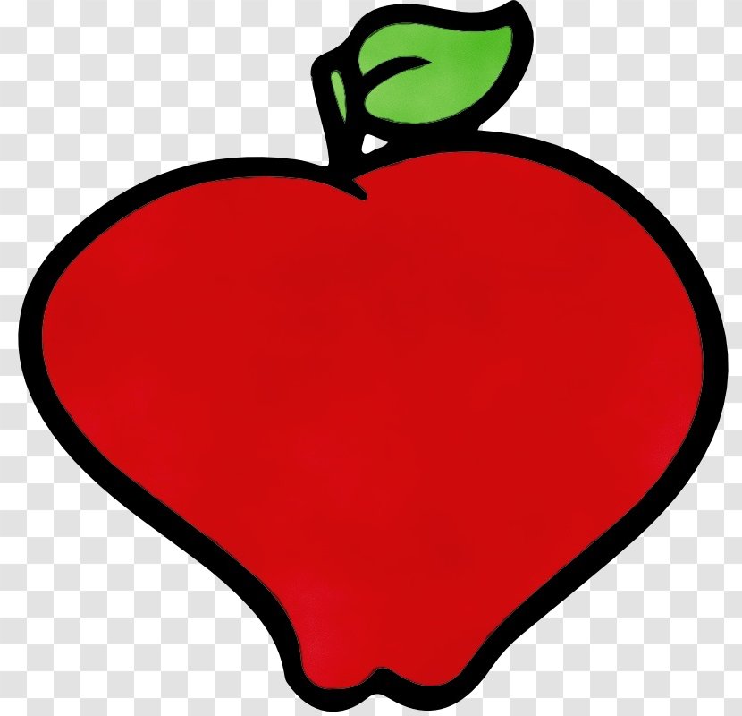 Red Clip Art Plant Heart Fruit - Wet Ink - Malus Apple Transparent PNG